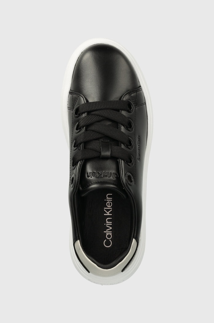 Calvin Klein sneakersy skórzane CUPSOLE LACE UP LTH czarny HW0HW02085