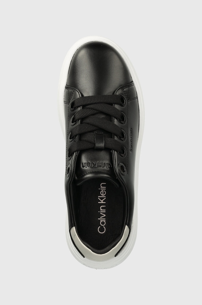 Calvin Klein sneakersy skórzane CUPSOLE LACE UP LTH czarny HW0HW02085