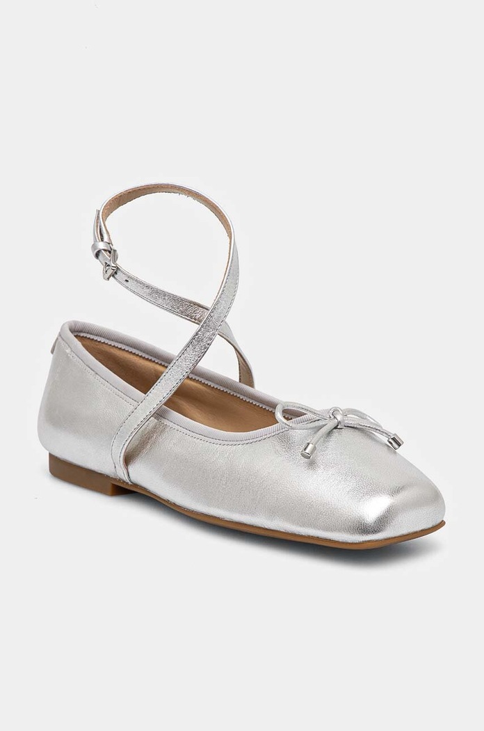 MICHAEL Michael Kors baleriny skórzane Collette srebrny 40T4CTFP1M.040