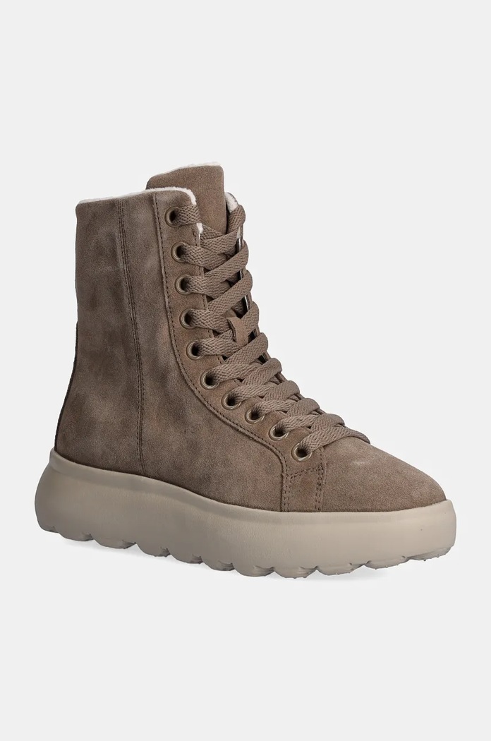Geox botki zamszowe D SPHERICA EC4.1 płaski beżowy D36TCD.00020.C6029