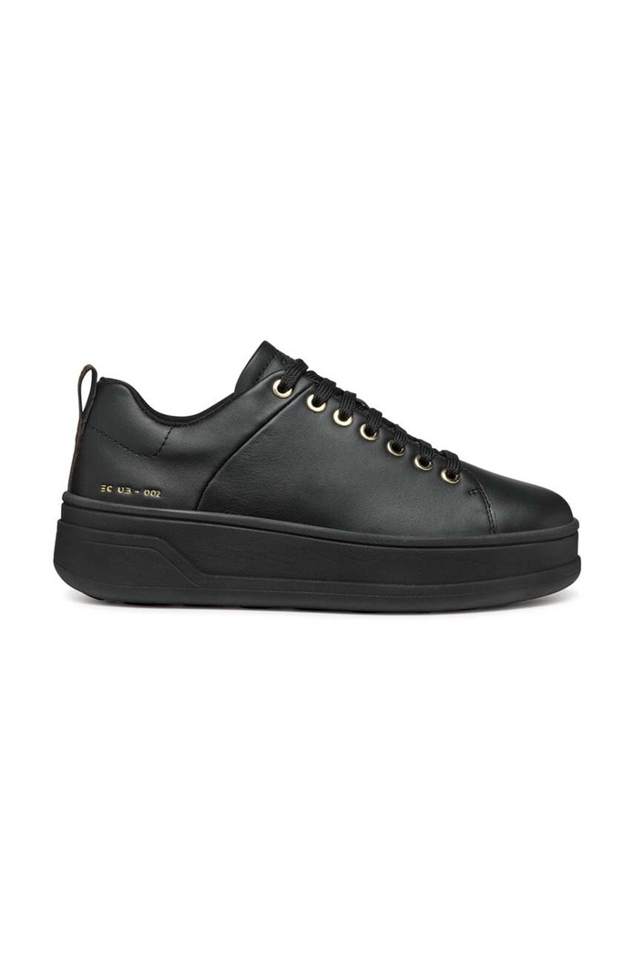 Kožené sneakers boty Geox D SPHERICA ECUB-2 plochá černá D46WVA.00085.C9997
