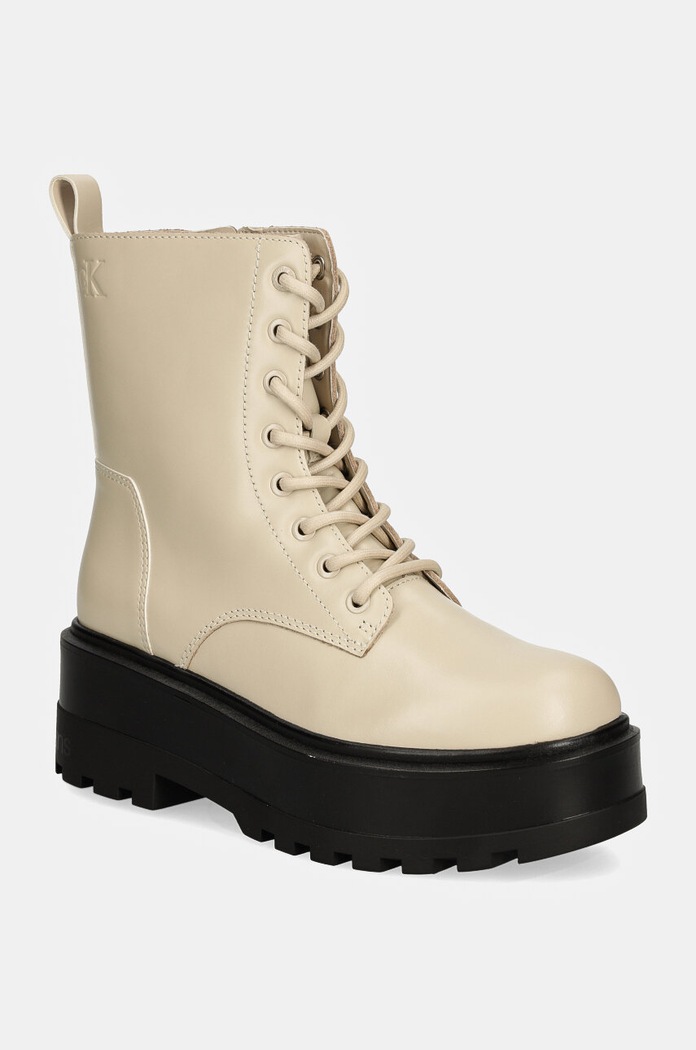 Nizki škornji Calvin Klein Jeans FLATFORM HIGH LACE UP MG DL Neizolirana bež YW0YW01535