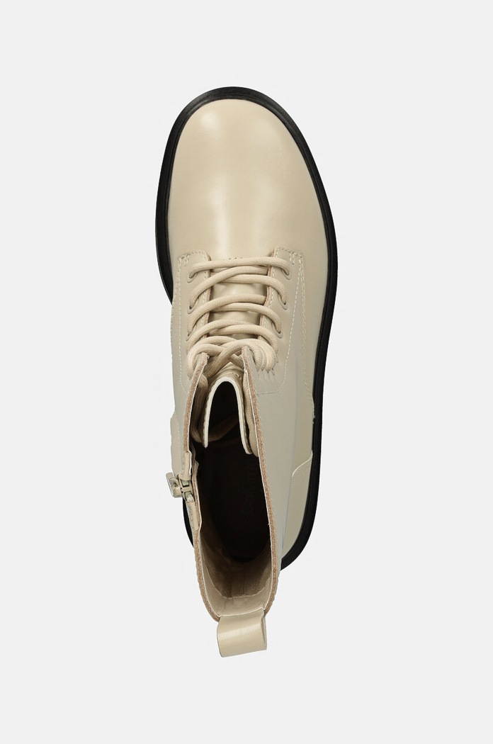 Nizki škornji Calvin Klein Jeans FLATFORM HIGH LACE UP MG DL bež YW0YW01535