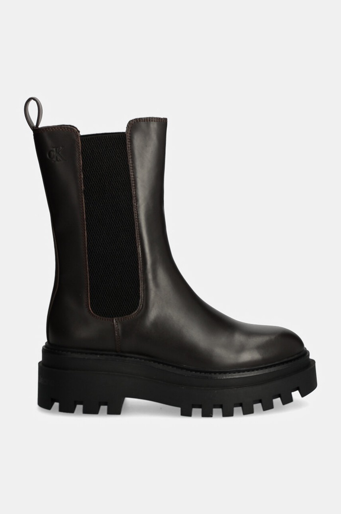 Кожени боти челси Calvin Klein Jeans FLATFORM CHELSEA BOOT MG LTH YW0YW01542 кафяв AW24