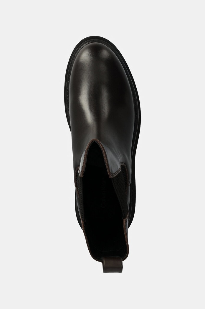 Кожени боти челси Calvin Klein Jeans FLATFORM CHELSEA BOOT MG LTH кафяв YW0YW01542