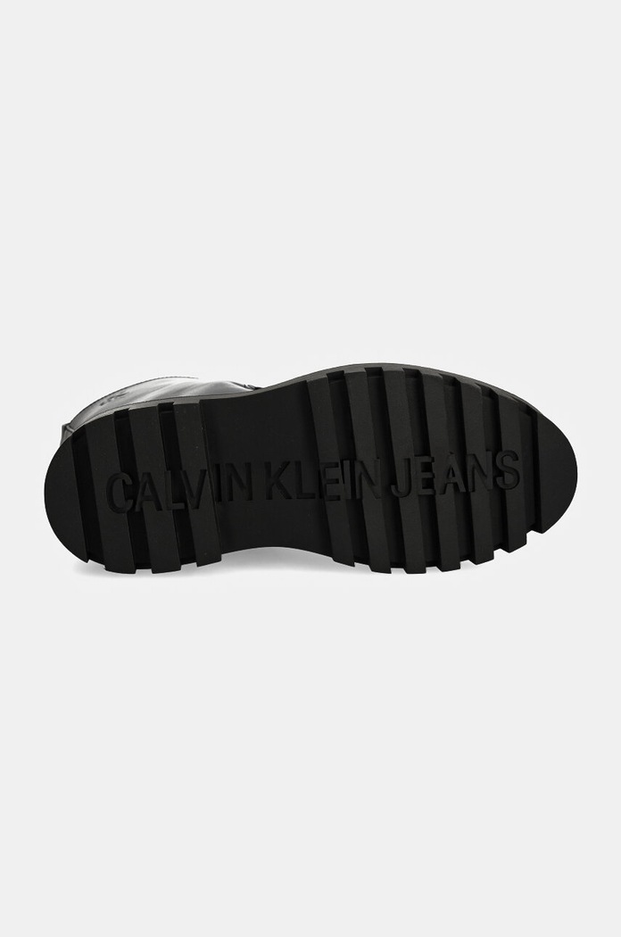 Kožne čizme Calvin Klein Jeans FLATFORM LACE UP BOOT MG LTH crna YW0YW01544