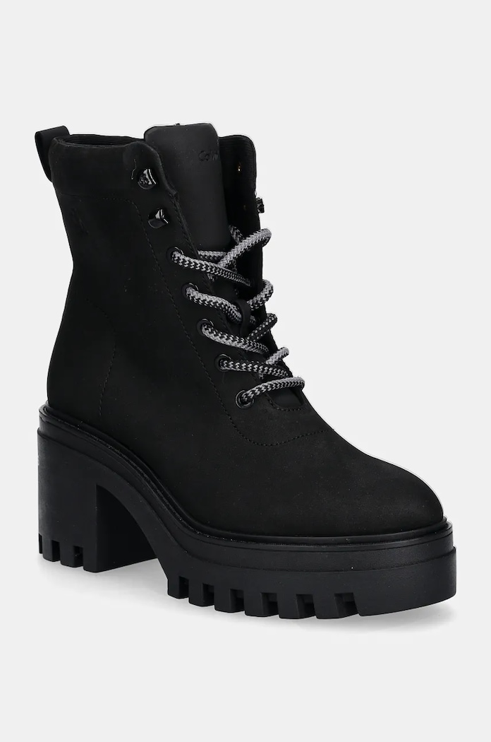 Μποτάκια Calvin Klein Jeans CHUNKY HEELED ZIP BOOT LTH με φερμουάρ μαύρο YW0YW01548