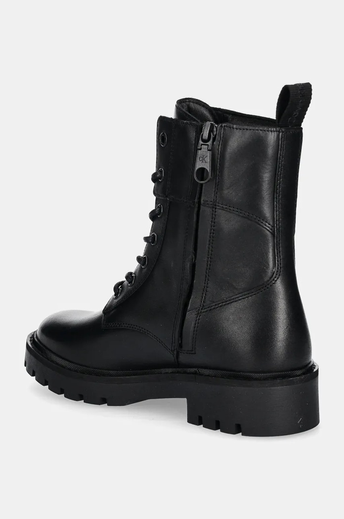 Обувки Кожени кубинки Calvin Klein Jeans COMBAT BOOT MID ZIP LTH IN CALF YW0YW01550 черен
