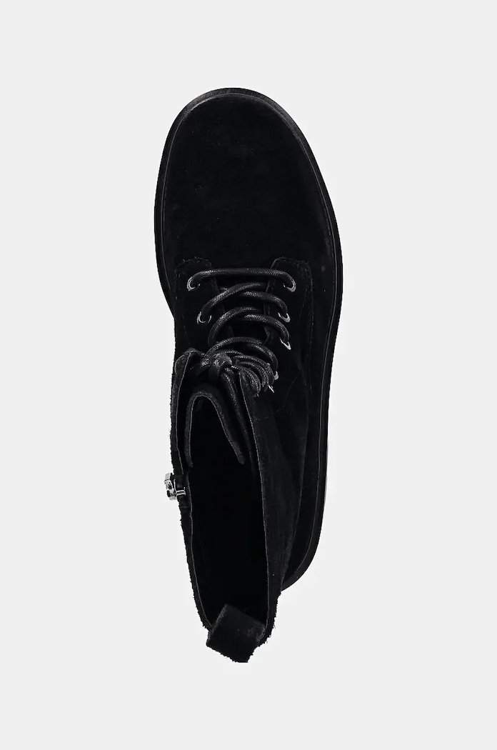 Nizki škornji iz semiša Calvin Klein Jeans FLATFORM ZIP LACEUP MG S črna YW0YW01554