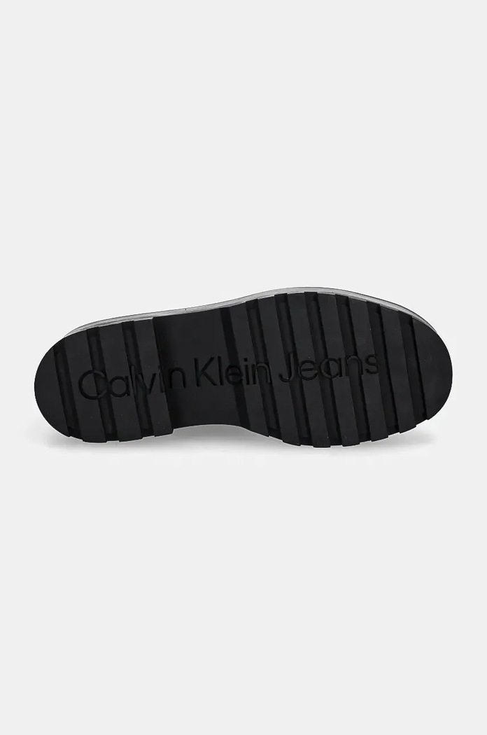 Nizki škornji iz semiša Calvin Klein Jeans FLATFORM ZIP LACEUP MG S YW0YW01554 črna