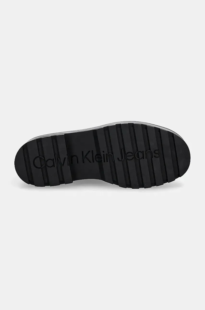 Nizki škornji iz semiša Calvin Klein Jeans FLATFORM ZIP LACEUP MG S YW0YW01554 črna