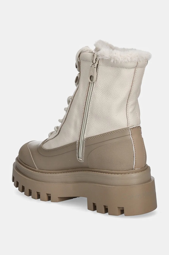 Obutev Gležnarji Calvin Klein Jeans FLATFORM LACE UP BOOT PADDED YW0YW01557 bež