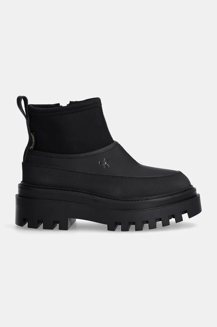 Gležnarji Calvin Klein Jeans FLATFORM RAINBOOT LOW MG R YW0YW01560 črna NC24