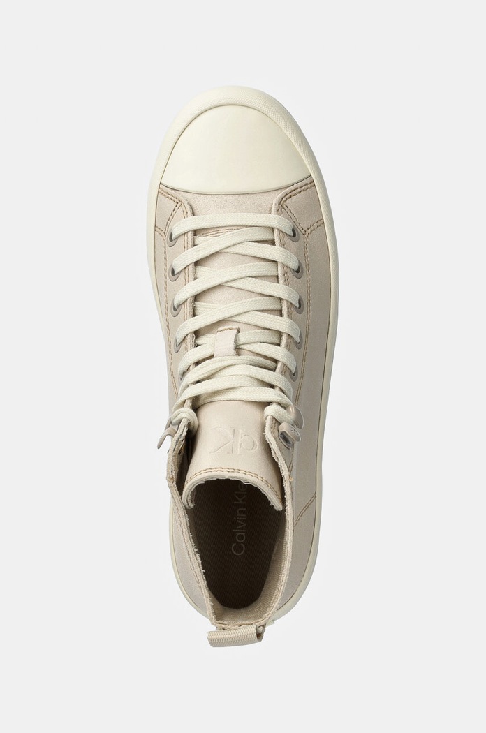 Велурени кецове Calvin Klein Jeans LUGGED HYBRID MID LACEUP SUEDE бежов YW0YW01565