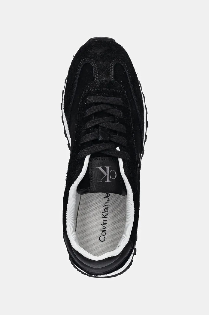 Велурени маратонки Calvin Klein Jeans RUNNER LACEUP ML SUEDE черен YW0YW01574