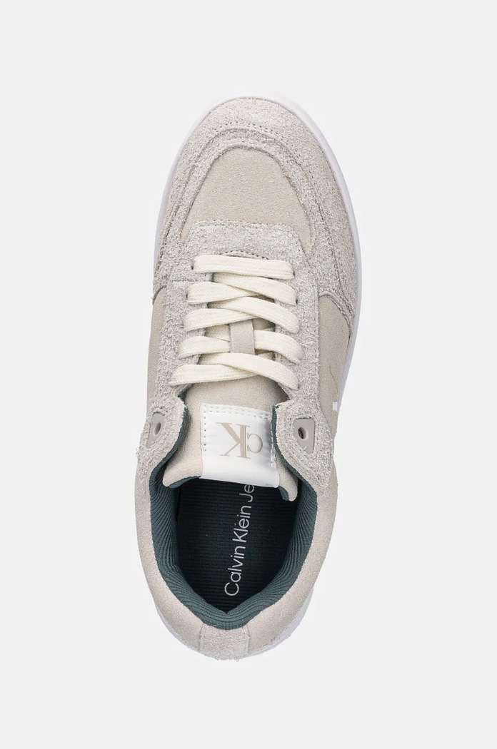 Tenisice od brušene kože Calvin Klein Jeans BOLD PLATF LACEUP LOW MG SUEDE bež YW0YW01575