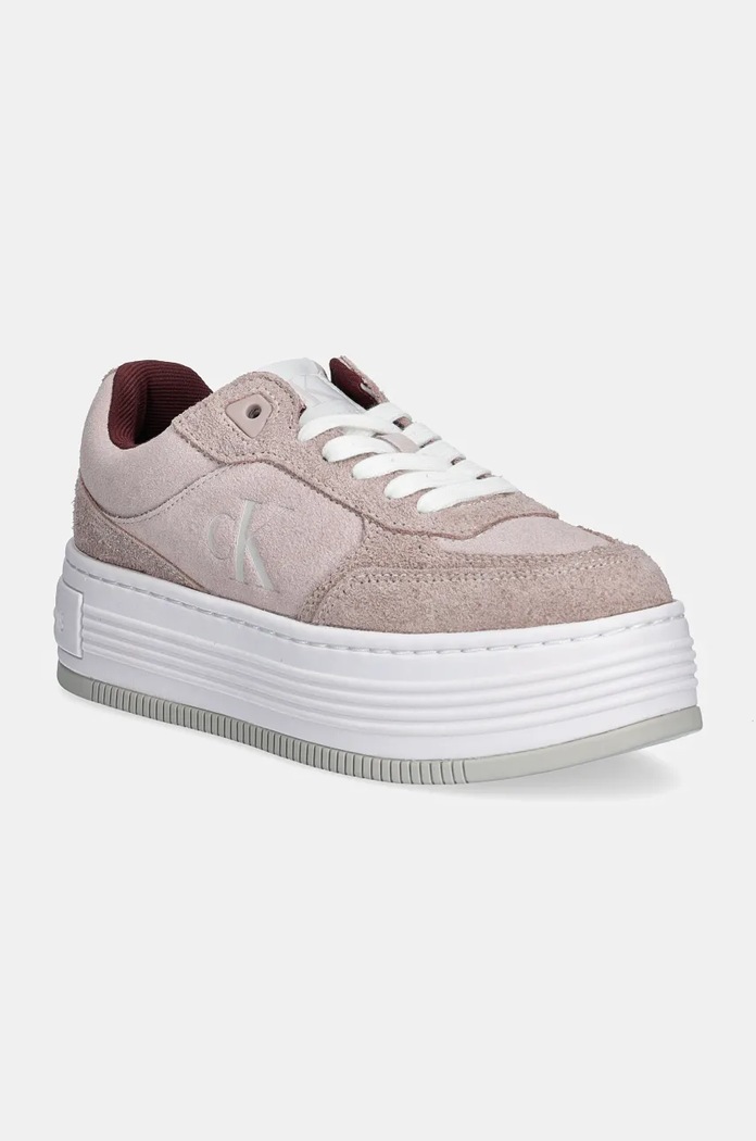 Semišové tenisky Calvin Klein Jeans BOLD PLATF LACEUP LOW MG SUEDE platforma ružová YW0YW01575