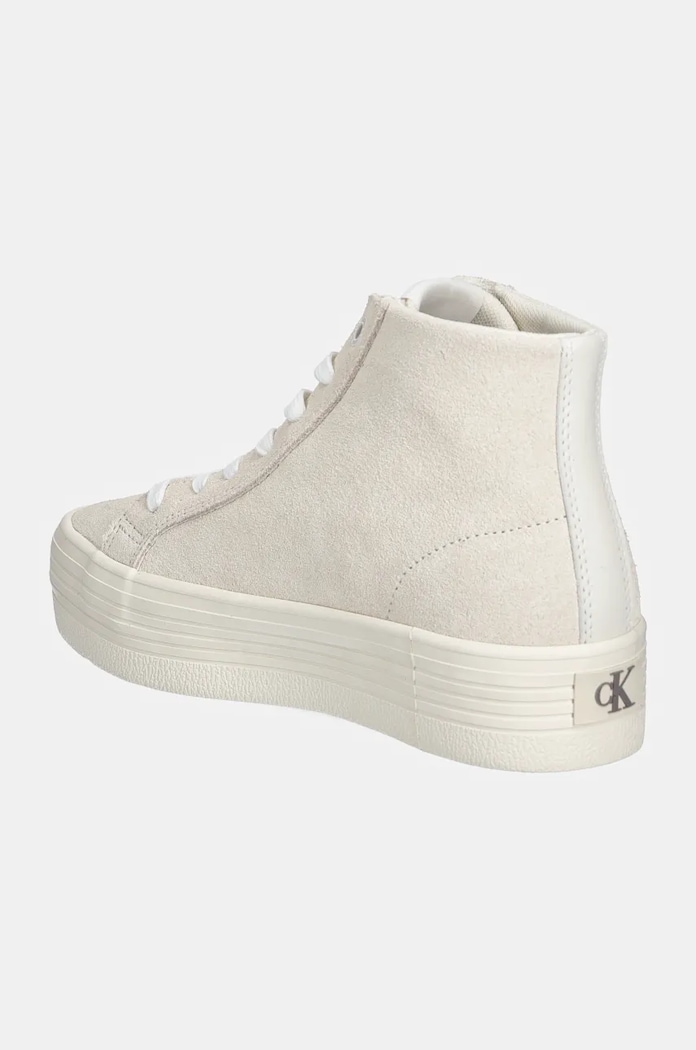 Обувки Велурени кецове Calvin Klein Jeans VULC FLATFORM LACEUP MID MG S YW0YW01584 бежов