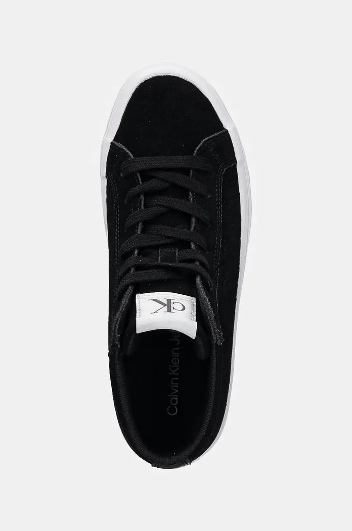 Calvin Klein Jeans tenisi din piele intoarsa VULC FLATFORM LACEUP MID MG S negru YW0YW01584