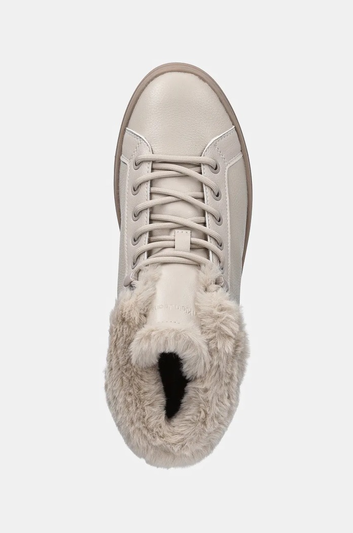 Kožené boty Calvin Klein Jeans BOLD PLATF LOW LACEUP MG LTH béžová YW0YW01590