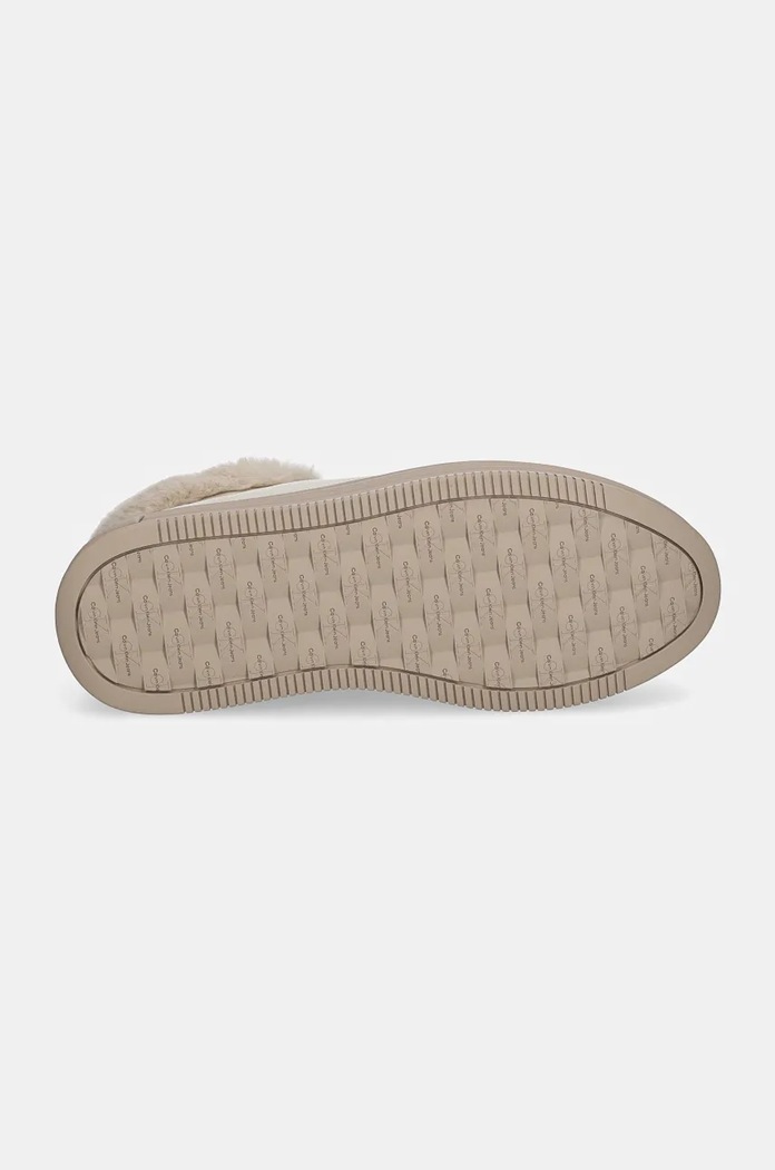 Kožené boty Calvin Klein Jeans BOLD PLATF LOW LACEUP MG LTH YW0YW01590 béžová