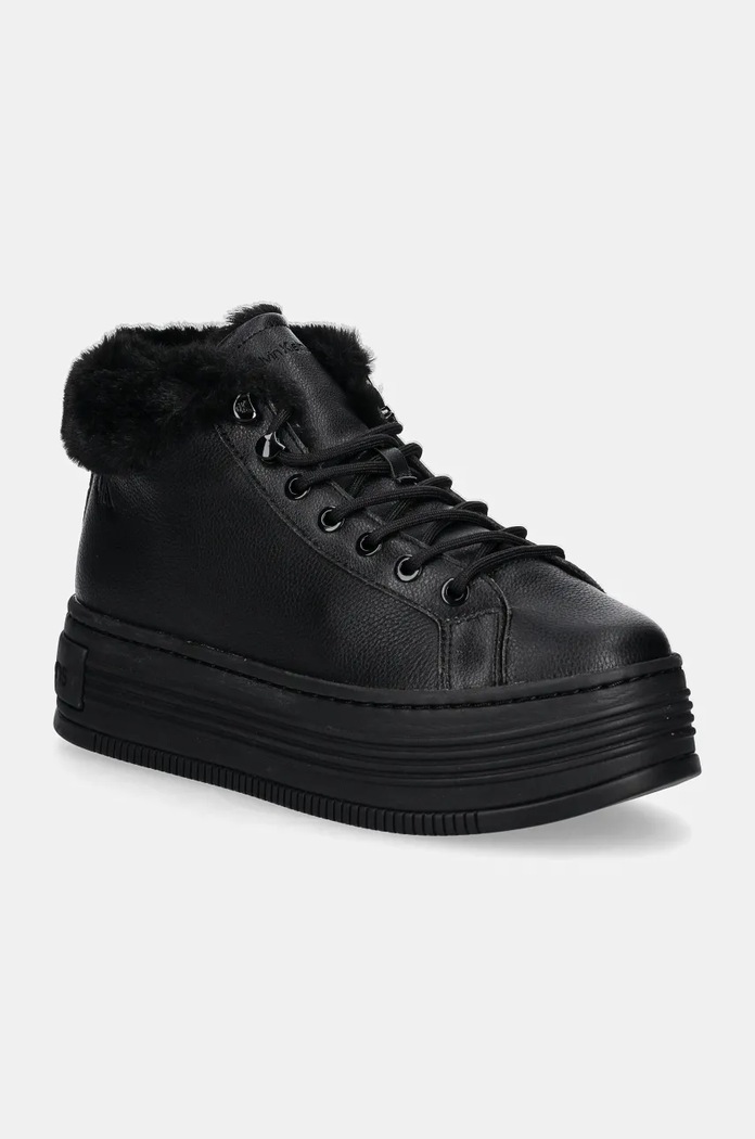 Kožené boty Calvin Klein Jeans BOLD PLATF LOW LACEUP MG LTH přírodní kůže černá YW0YW01590