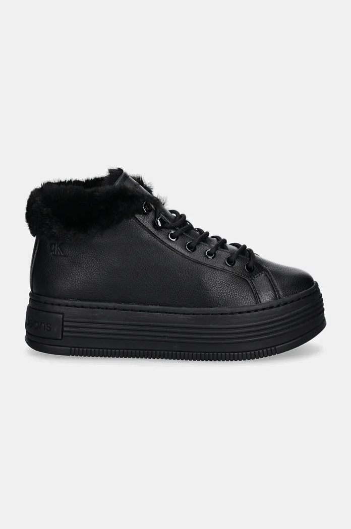 Kožené boty Calvin Klein Jeans BOLD PLATF LOW LACEUP MG LTH YW0YW01590 černá NC24