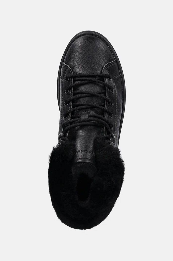 Kožené boty Calvin Klein Jeans BOLD PLATF LOW LACEUP MG LTH černá YW0YW01590