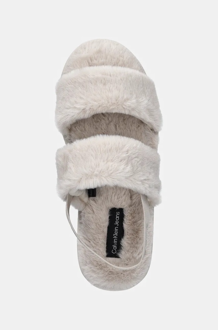 Παντόφλες Calvin Klein Jeans HOME VELCRO IN FUR μπεζ YW0YW01595