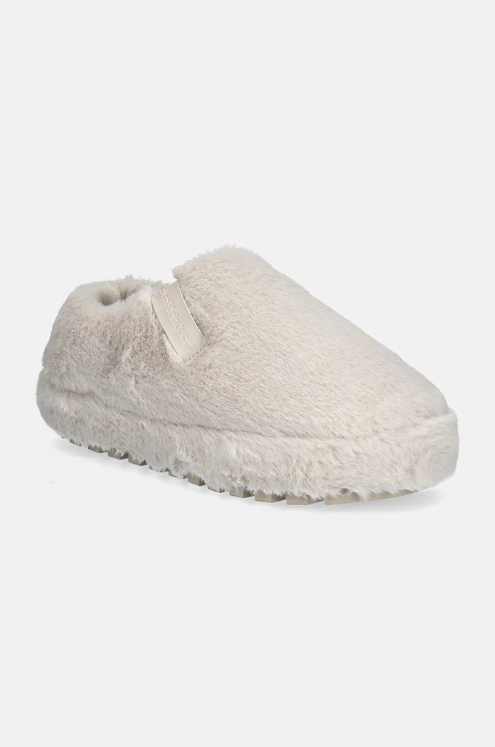 Calvin Klein Jeans kapcie HOME ANKE SLIPPER WN FUR beżowy YW0YW01596