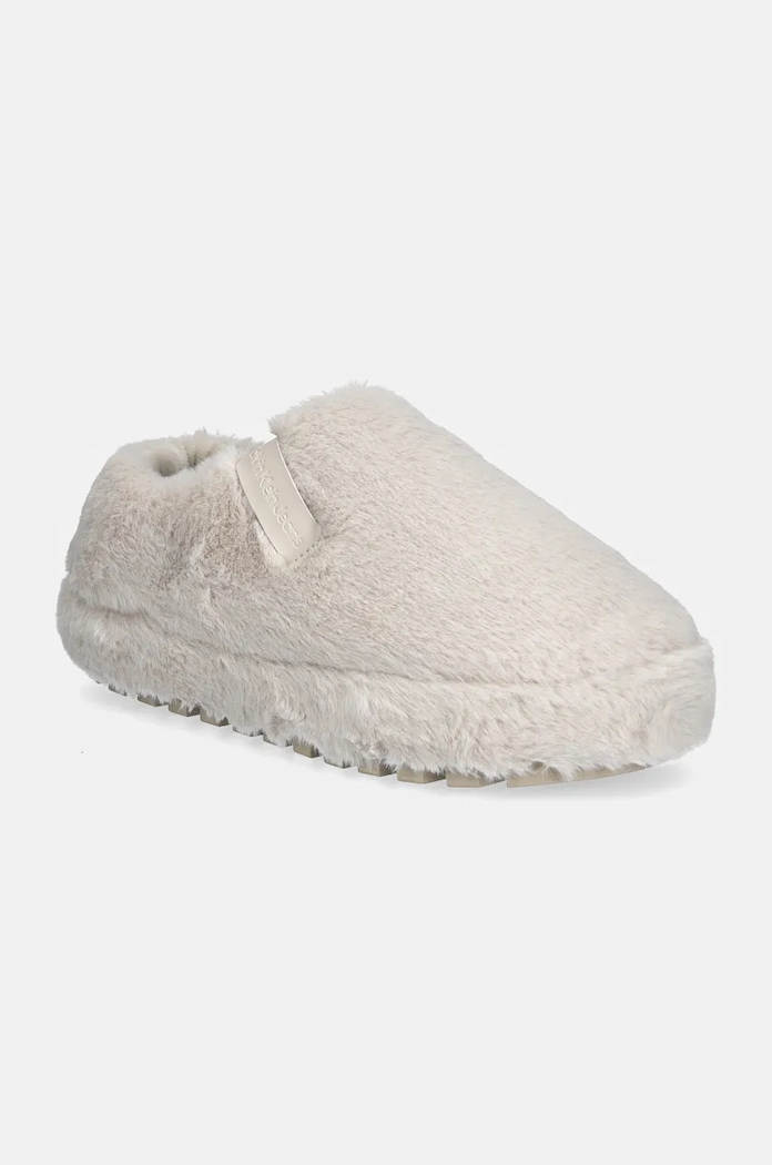 Calvin Klein Jeans kapcie HOME ANKE SLIPPER WN FUR beżowy YW0YW01596