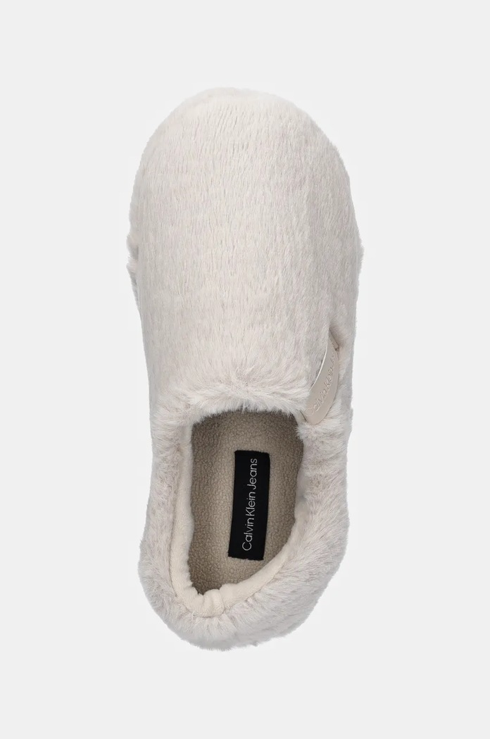 Calvin Klein Jeans kapcie HOME ANKE SLIPPER WN FUR beżowy YW0YW01596