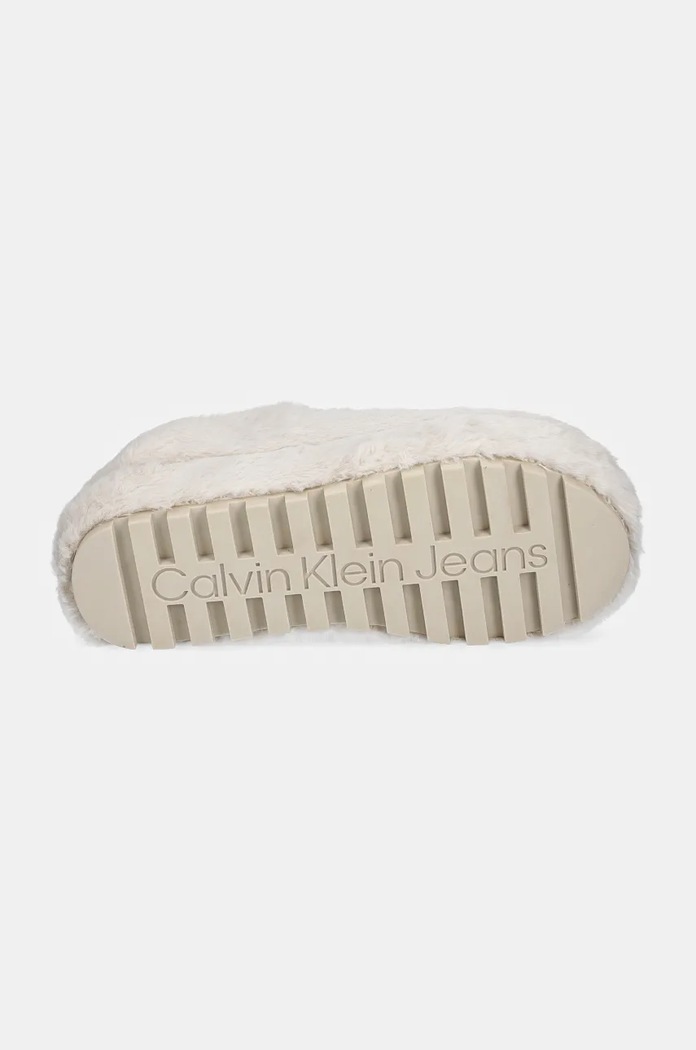 Calvin Klein Jeans kapcie HOME ANKE SLIPPER WN FUR YW0YW01596 beżowy