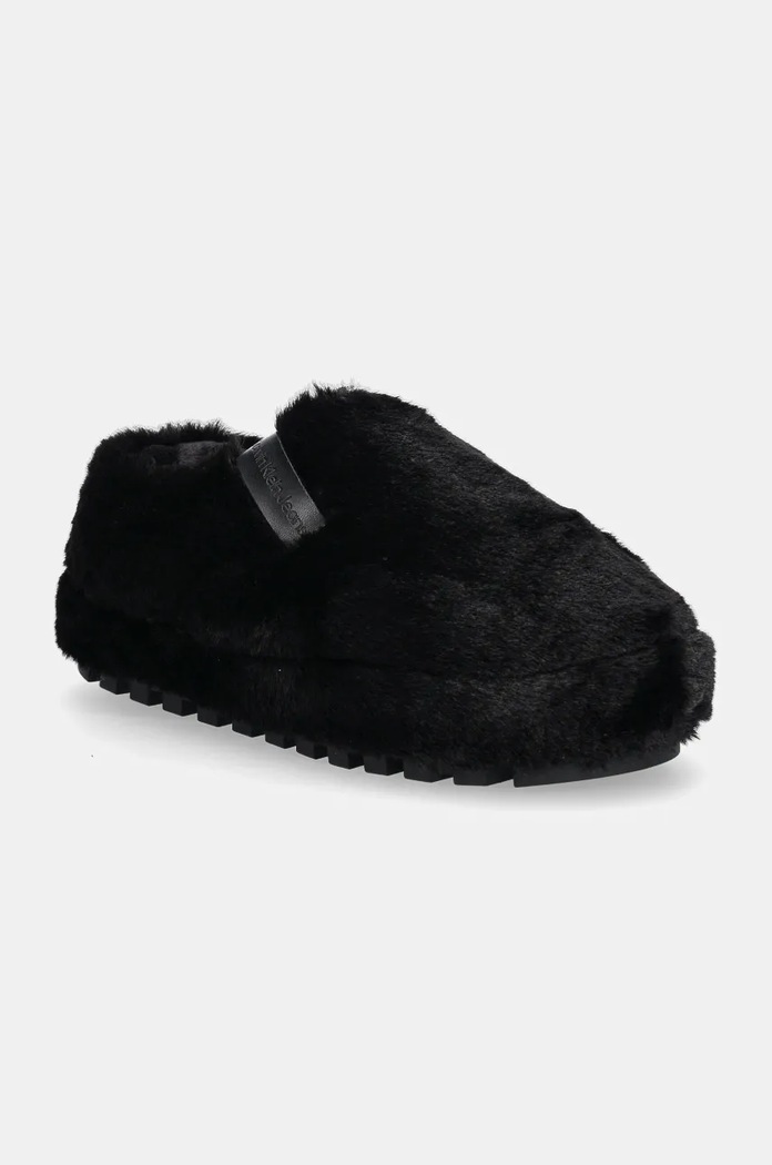 Calvin Klein Jeans Kapcie HOME ANKE SLIPPER WN FUR czarny YW0YW01596