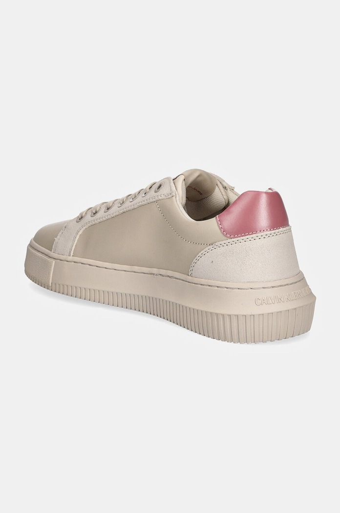 Obuwie Calvin Klein Jeans sneakersy skórzane CHUNKY CUPSOLE LTH MG LTH YW0YW01614 beżowy
