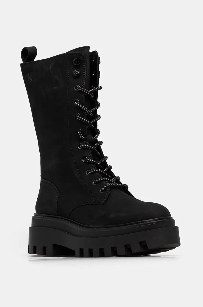 Боти Calvin Klein Jeans FLATFORM LACE UP BOOT MG NB гладка кожа черен YW0YW01683