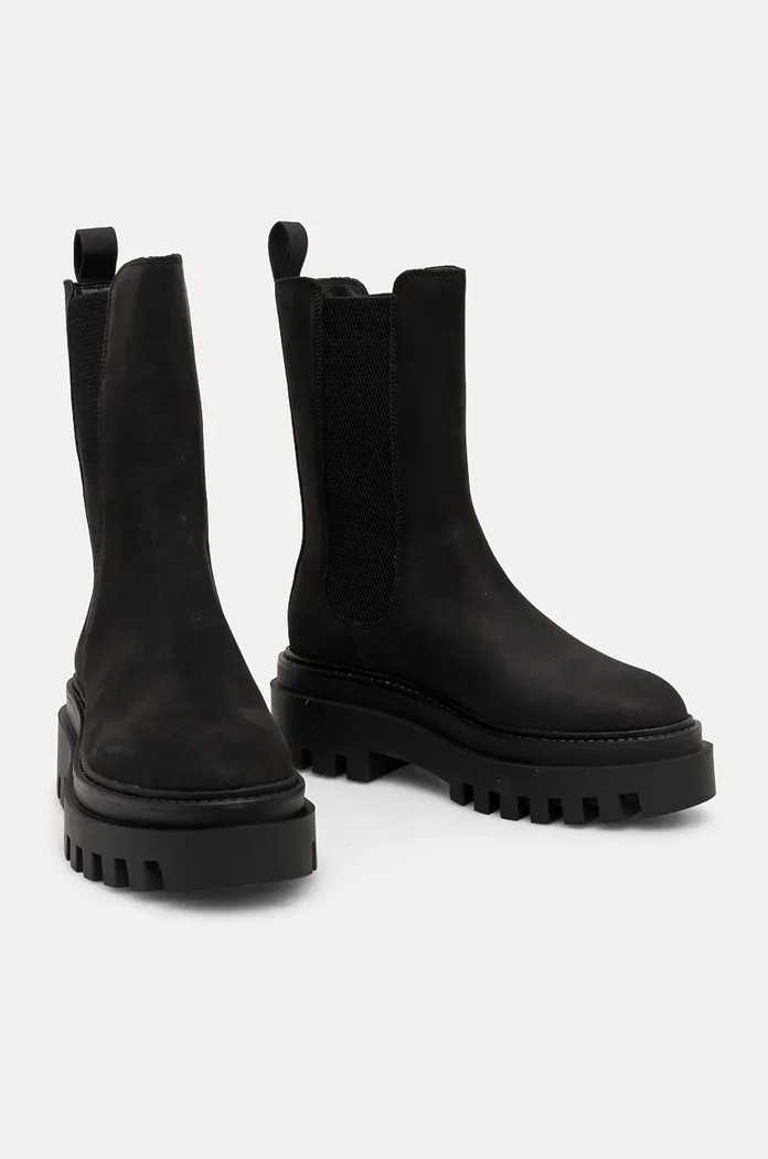 Nubukové kotníkové boty Calvin Klein Jeans FLATFORM CHELSEA BOOT MG NB platforma černá YW0YW01684