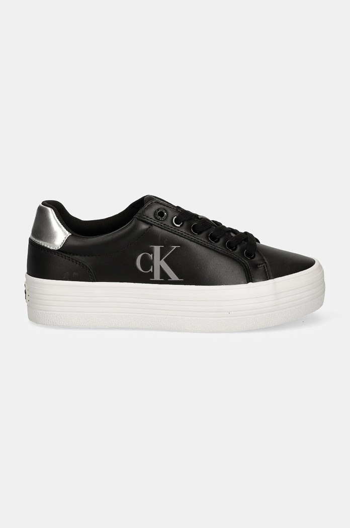 Calvin Klein Jeans sneakersy skórzane BOLD VULC FLATF LACEUP LTH YW0YW01688 czarny AW24