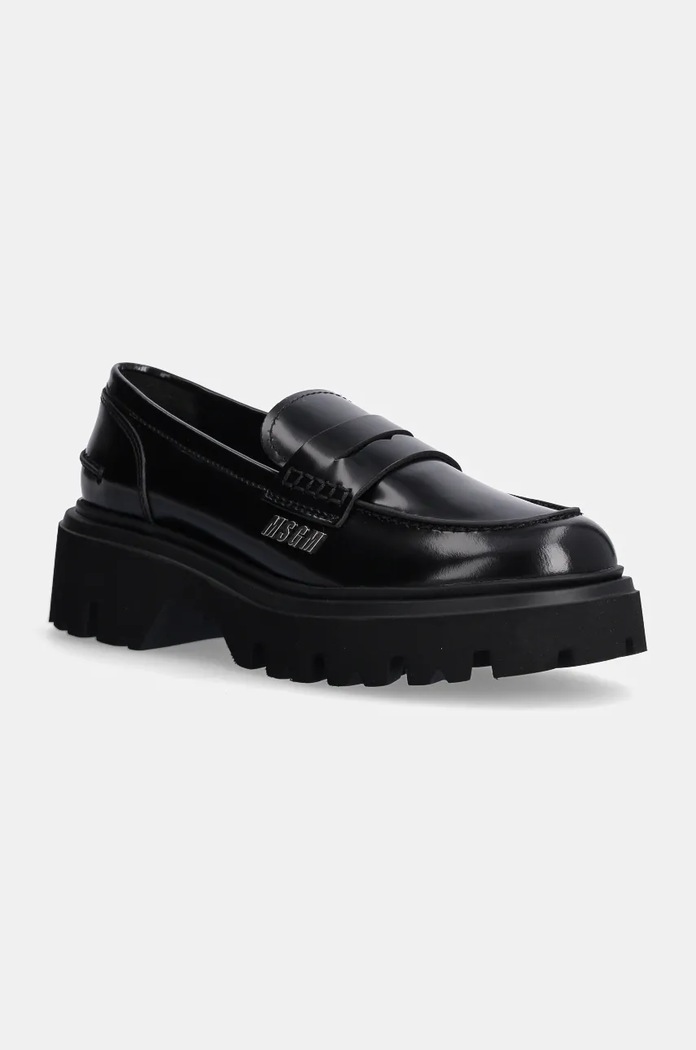 Kožené polobotky MSGM lakovaná kůže černá 3741MDS153.513.99