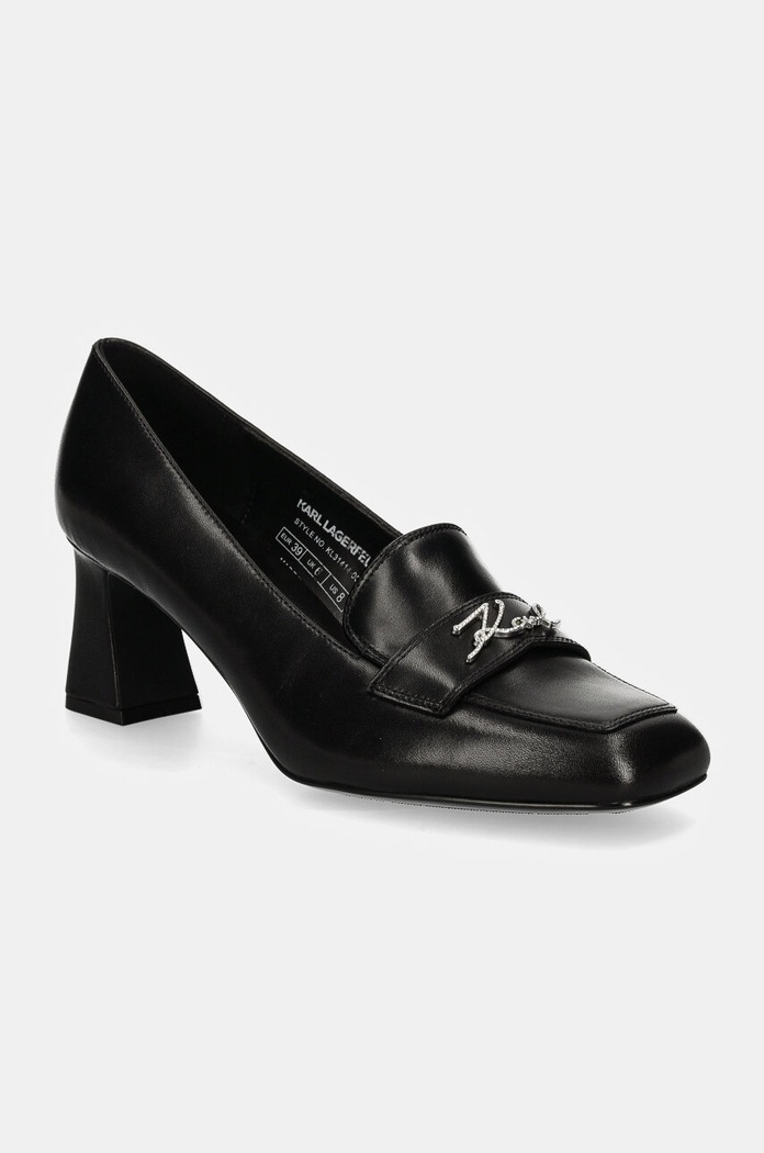Karl Lagerfeld czółenka skórzane BEATA słupek czarny KL31414.00S