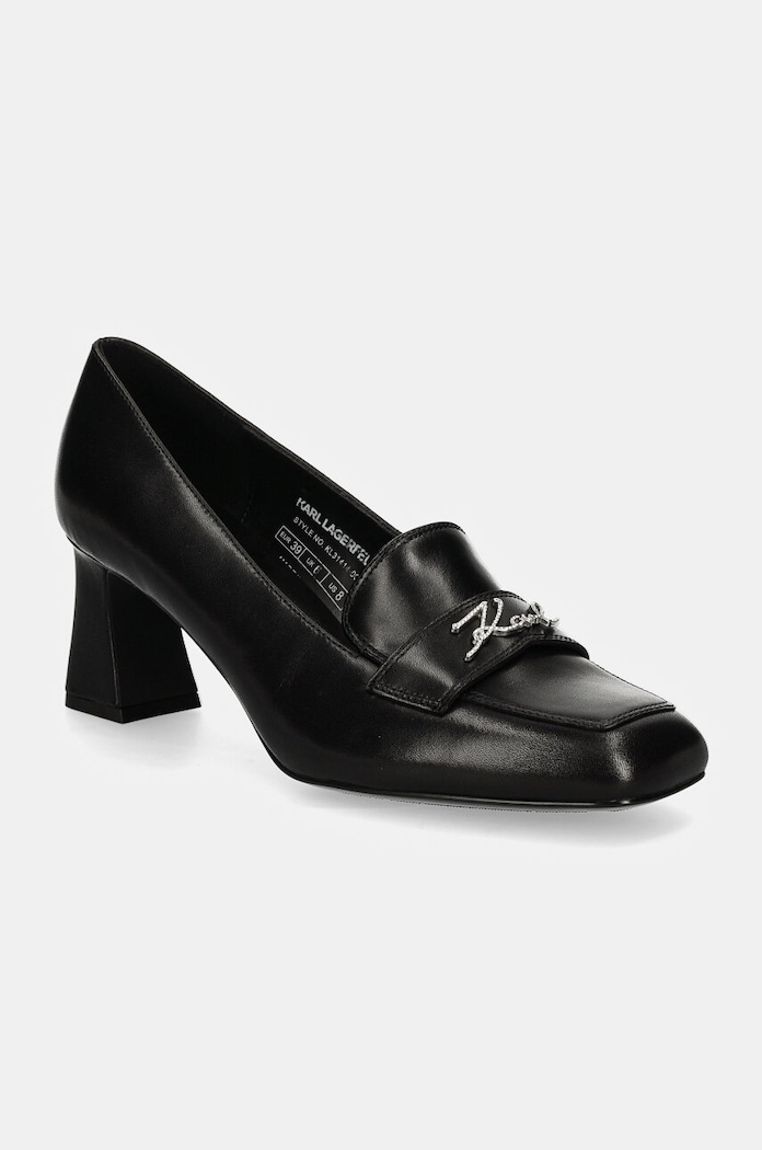 Karl Lagerfeld czółenka skórzane BEATA słupek czarny KL31414.00S
