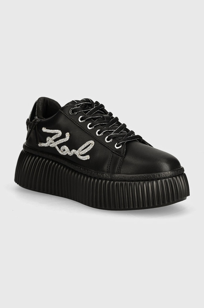 Kožené tenisky Karl Lagerfeld KREEPER platforma černá KL42372G.00X
