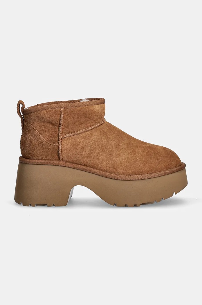 UGG śniegowce zamszowe Classic Ultra Mini New Heights 1158311.CHE brązowy AW24
