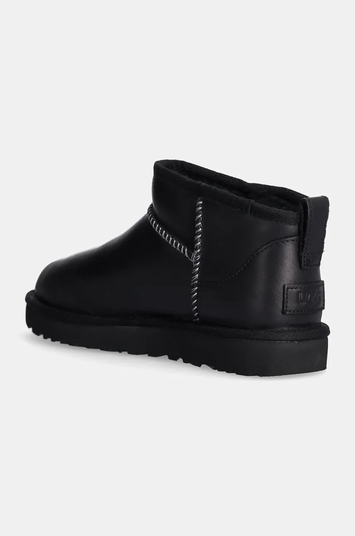 Boty Kožené sněhule UGG Classic Ultra Mini Lthr Regen 1163490.BLK černá