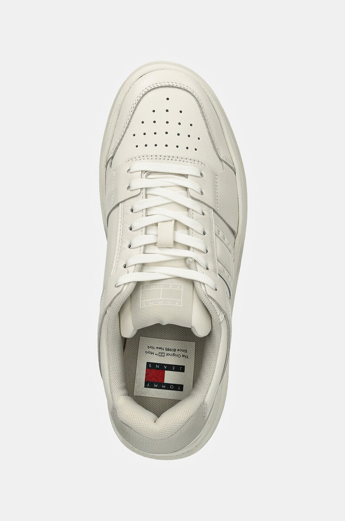 Kožené tenisky Tommy Jeans THE BROOKLYN FLATFORM biela EN0EN02592