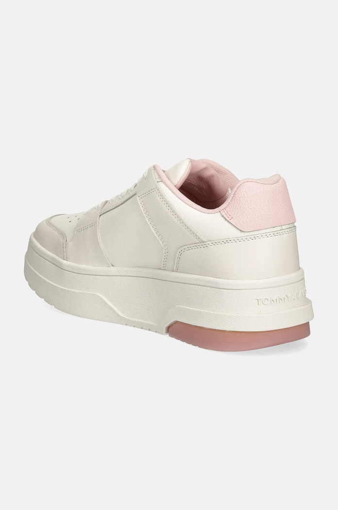 Încălțăminte Tommy Jeans sneakers din piele THE BROOKLYN FLATFORM EN0EN02592 alb