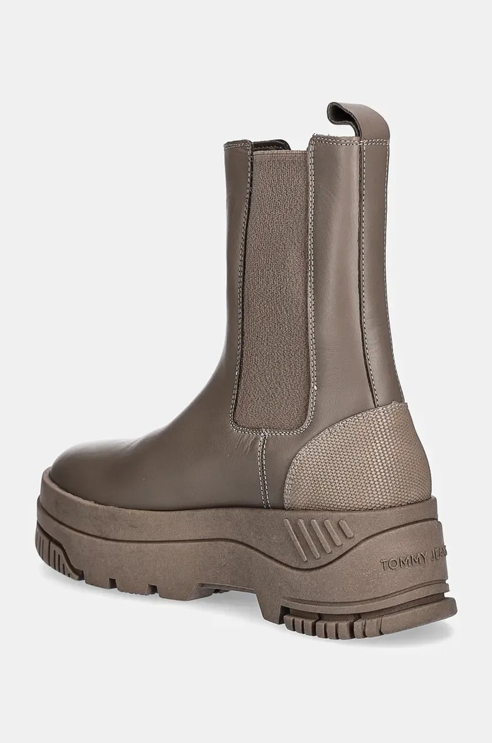 Παπούτσια Δερμάτινες μπότες τσέλσι Tommy Jeans TJW CHELSEA FLATFORM BOOT EN0EN02597 καφέ