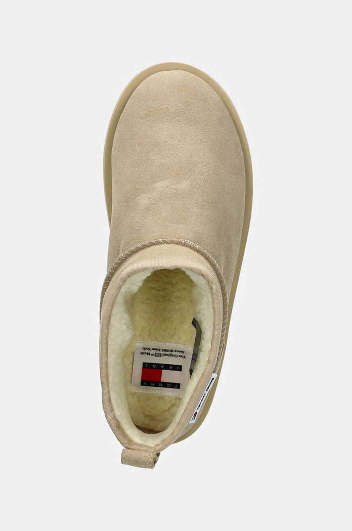 Μπότες χιονιού σουέτ Tommy Jeans TJW SUEDE FLATFORM BOOT WL μπεζ EN0EN02599