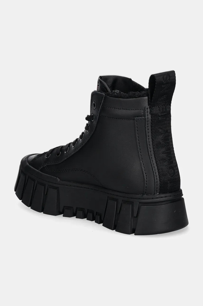 Boty Kožené sneakers boty Tommy Jeans TJW VULC FLATFORM MC WL EN0EN02609 černá