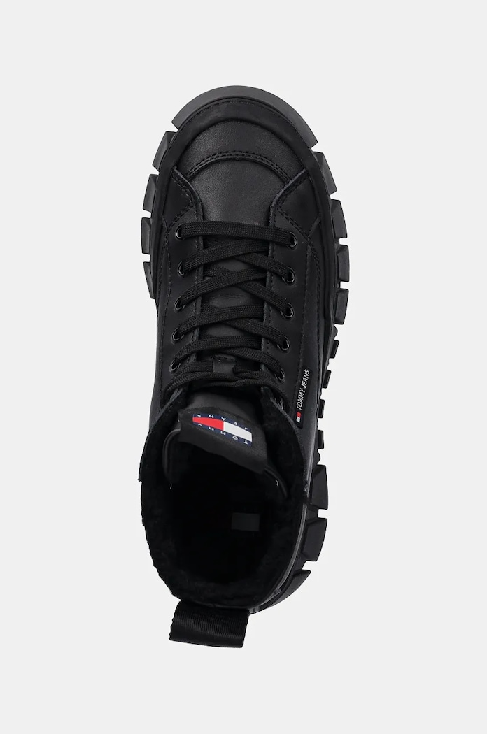 Kožené sneakers boty Tommy Jeans TJW VULC FLATFORM MC WL černá EN0EN02609